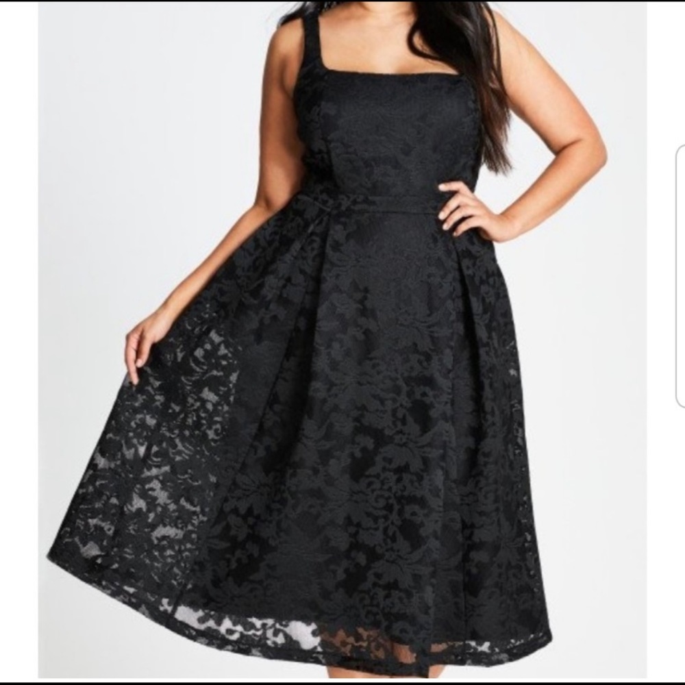 City Chic Black Lace Jackie O Dress Size XL
